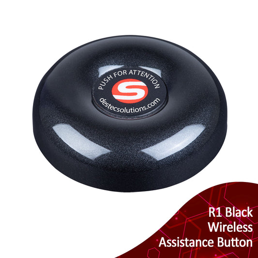 R1 Black wireless assistance buttons - round button